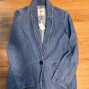Abercrombie & Fitch Light Blue Denim Blazer